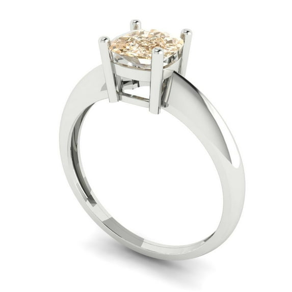 1.0ct cushion cut brown natural morganite 18k white gold Bridal Wedding Engagement Promise Anniversary Ring for Women size 5.25