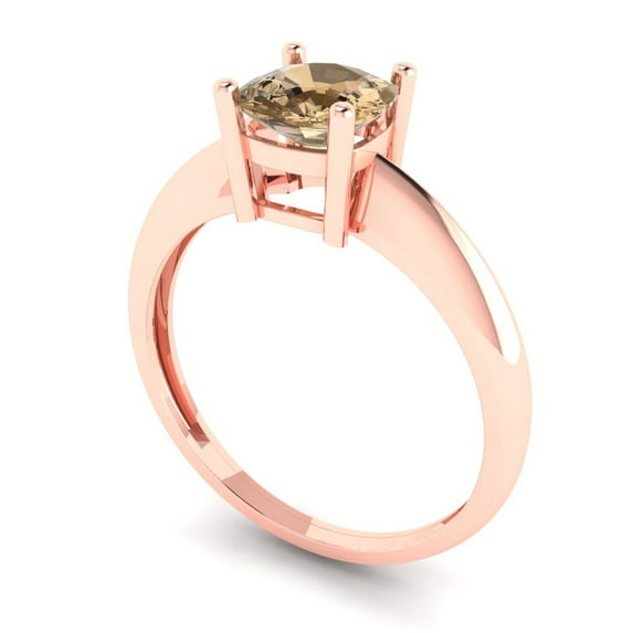 1.0ct cushion cut champagne Zircon 14k rose gold Bridal Wedding Engagement Promise Anniversary Ring for Women size 10.75