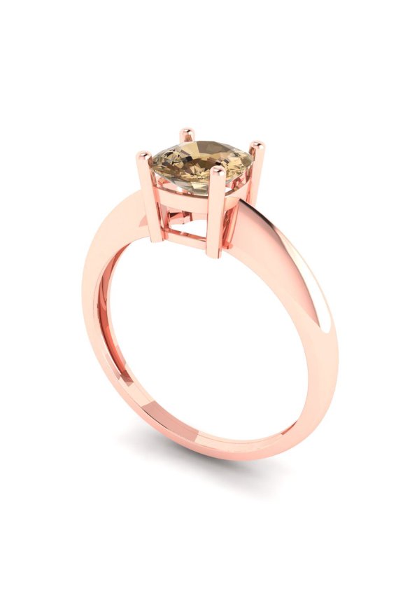 1.0ct cushion cut champagne Zircon 14k rose gold Bridal Wedding Engagement Promise Anniversary Ring for Women size 10