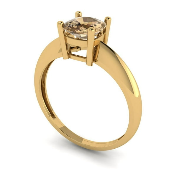 1.0ct cushion cut champagne Zircon 18k yellow gold Bridal Wedding Engagement Promise Anniversary Ring for Women size 9.25