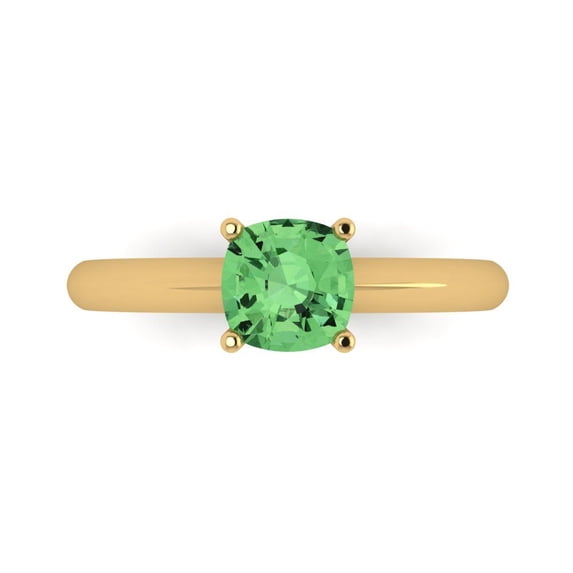 Solitaire Engagement Ring for Women - 1ct Simulated Green Diamond in 14K Yellow Gold Promise Ring