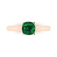 thumbnail image 1 of Clara Pucci 14K Rose Gold Solid Gold Emerald Solitaire Anniversary Ring for Women - 1 cttw Cushion Cut, 1 of 7