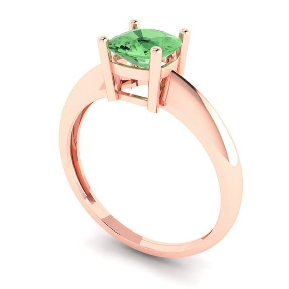 1.0ct cushion cut green Zircon 14k rose gold Bridal Wedding Engagement Promise Anniversary Ring for Women size 8.75