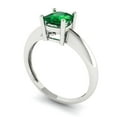 thumbnail image 1 of 1.0ct cushion cut green emerald 18k white gold Bridal Wedding Engagement Promise Anniversary Ring for Women size 6.5, 1 of 7