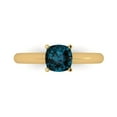 thumbnail image 1 of Clara Pucci 14K Yellow Gold Solid Gold LondonBlueTopaz Solitaire Anniversary Ring for Women - 1 cttw Cushion Cut, 1 of 7