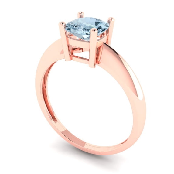 1.0ct cushion cut natural sky blue topaz 14k rose gold Bridal Wedding Engagement Promise Anniversary Ring for Women size 8