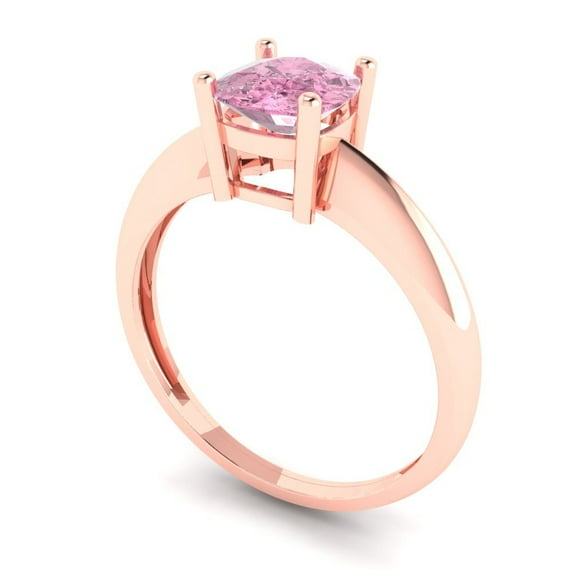 1.0ct cushion cut pink Zircon 18k rose gold Bridal Wedding Engagement Promise Anniversary Ring for Women size 4.5