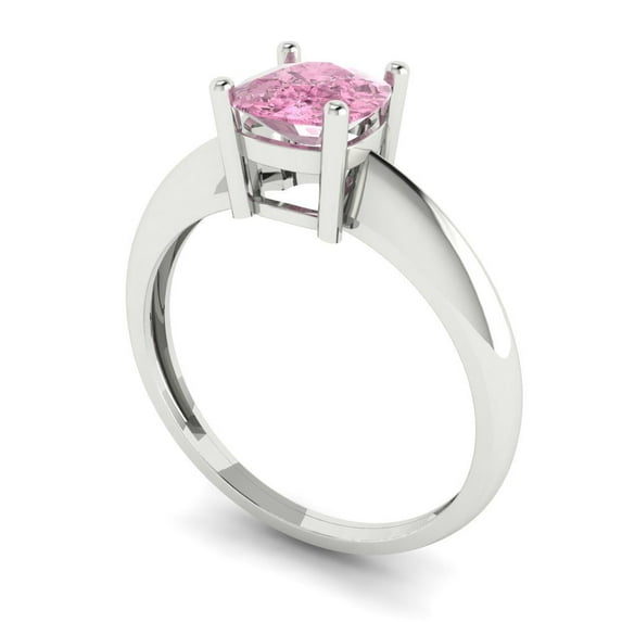 1.0ct cushion cut pink Zircon 18k white gold Bridal Wedding Engagement Promise Anniversary Ring for Women size 4.75