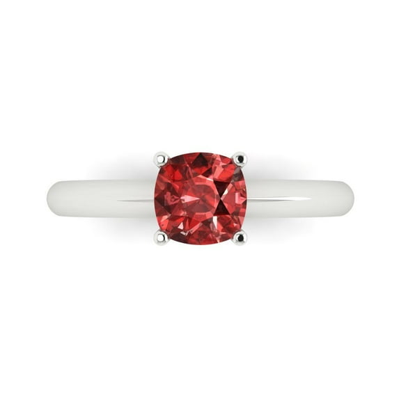 Solitaire Engagement Ring for Women - 1ct Natural Garnet in 14K White Gold Promise Ring
