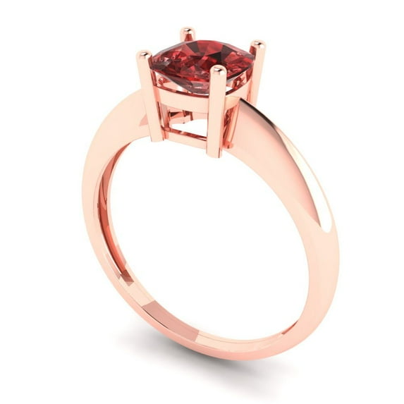 1.0ct cushion cut red natural garnet 18k rose gold Bridal Wedding Engagement Promise Anniversary Ring for Women size 4.25