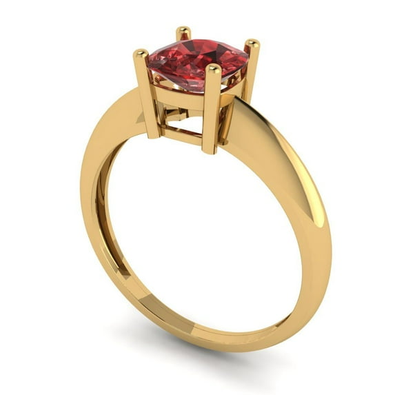 1.0ct cushion cut red natural garnet 18k yellow gold Bridal Wedding Engagement Promise Anniversary Ring for Women size 11