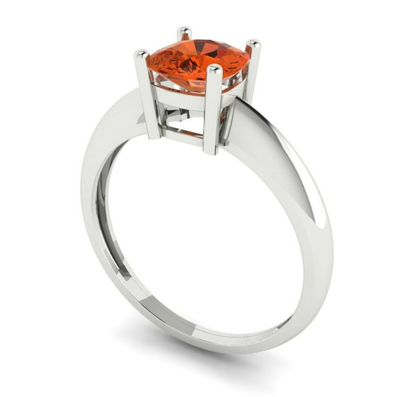 1.0ct cushion cut red Zircon 14k white gold Bridal Wedding Engagement Promise Anniversary Ring for Women size 9.75