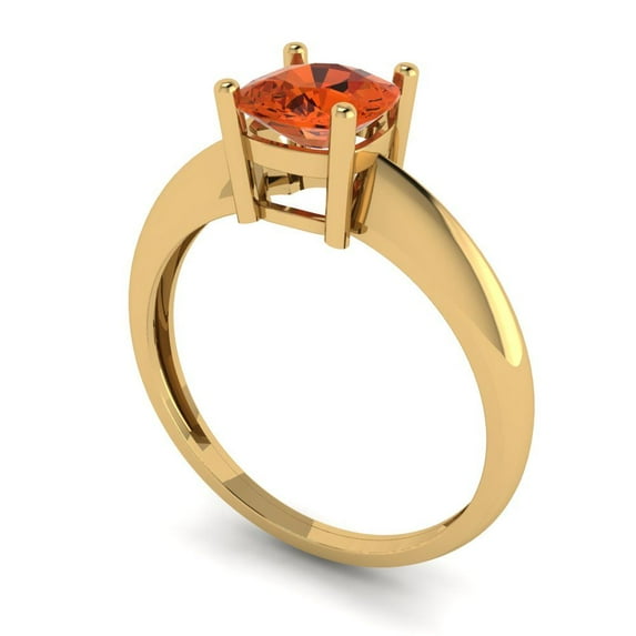 1.0ct cushion cut red Zircon 18k yellow gold Bridal Wedding Engagement Promise Anniversary Ring for Women size 5.25