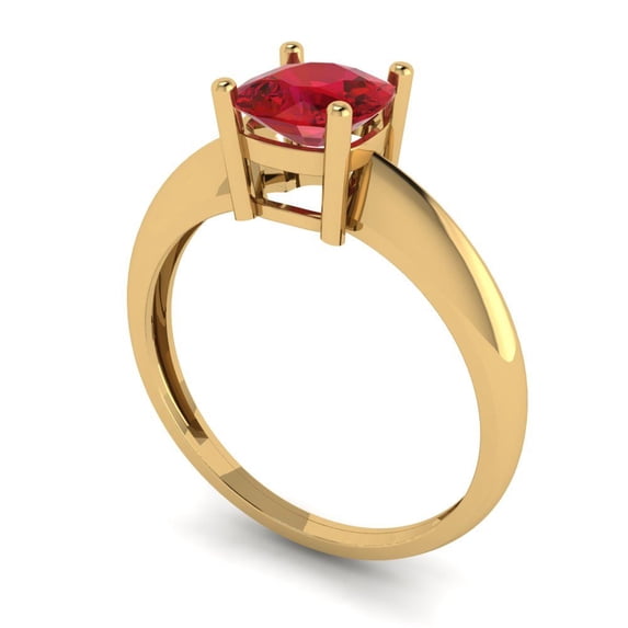 1.0ct cushion cut red ruby 18k yellow gold Bridal Wedding Engagement Promise Anniversary Ring for Women size 9