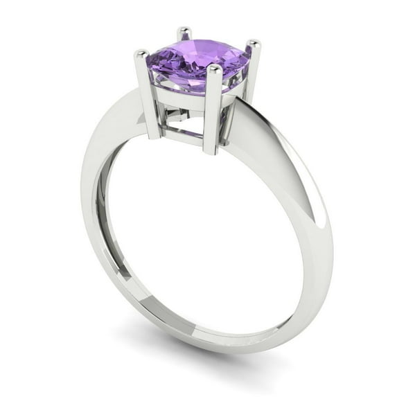 1.0ct cushion cut alexandrite 14k white gold Bridal Wedding Engagement Promise Anniversary Ring for Women size 4.75