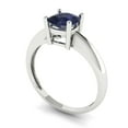thumbnail image 1 of 1.0ct cushion cut blue sapphire 14k white gold Bridal Wedding Engagement Promise Anniversary Ring for Women size 8.5, 1 of 7