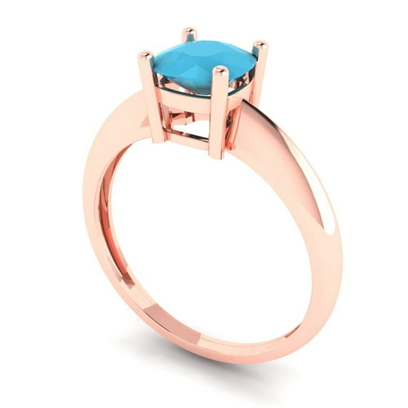 1.0ct cushion cut turquoise 14k rose gold Bridal Wedding Engagement Promise Anniversary Ring for Women size 4.25