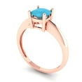 thumbnail image 1 of 1.0ct cushion cut turquoise 14k rose gold Bridal Wedding Engagement Promise Anniversary Ring for Women size 9.75, 1 of 7