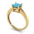 thumbnail image 1 of 1.0ct cushion cut turquoise 18k yellow gold Bridal Wedding Engagement Promise Anniversary Ring for Women size 4.75, 1 of 7