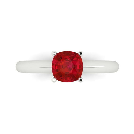 Clara Pucci 14K White Gold Solid Gold Tourmaline Solitaire Anniversary Ring for Women - 1 cttw Cushion Cut