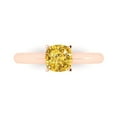 thumbnail image 1 of Clara Pucci 14K Rose Gold Solid Gold Yellow Solitaire Anniversary Ring for Women - 1 cttw Cushion Cut, 1 of 7