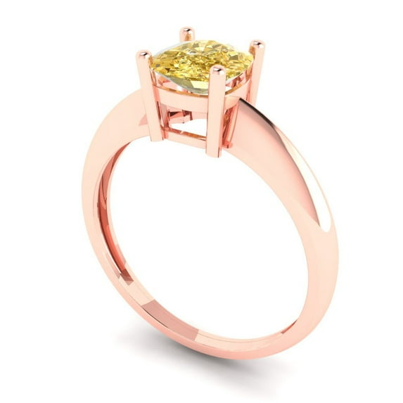 1.0ct cushion cut yellow moissanite 14k rose gold Bridal Wedding Engagement Promise Anniversary Ring for Women size 10.25