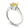 thumbnail image 1 of 1.0ct cushion cut yellow Zircon 18k white gold Bridal Wedding Engagement Promise Anniversary Ring for Women size 6.75, 1 of 7