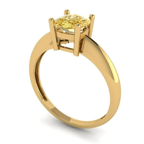 1.0ct cushion cut yellow Zircon 18k yellow gold Bridal Wedding Engagement Promise Anniversary Ring for Women size 5.25