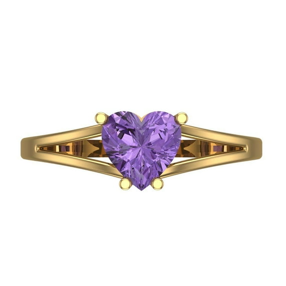 Clara Pucci 14K Yellow Gold Solid Gold Alexandrite Solitaire Anniversary Ring for Women - 1 cttw Heart Cut