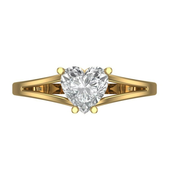 Clara Pucci 14K Yellow Gold Solid Gold WhiteSapphire Solitaire Anniversary Ring for Women - 1 cttw Heart Cut