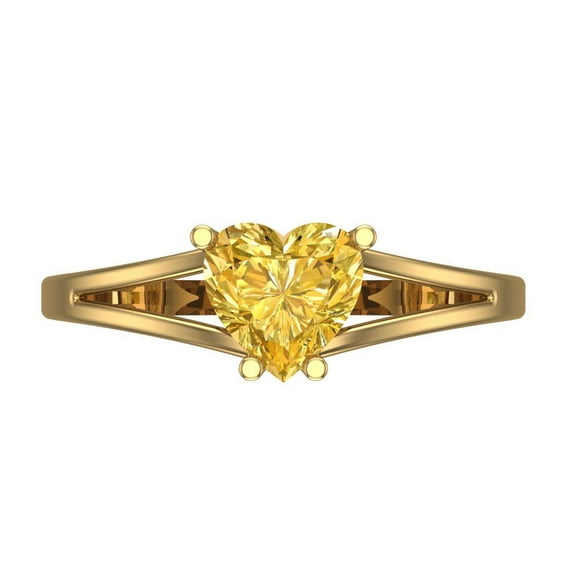 1 ctw Solitaire Anniversary Ring for Women | Heart Cut Natural Citrine | Hyperallergenic Solid 18K Yellow Gold