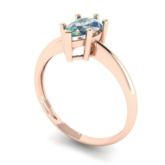 1.0ct pear cut blue moissanite 18k rose gold Bridal Wedding Engagement Promise Anniversary Ring for Women size 9