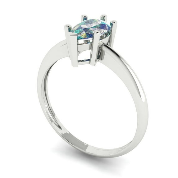 1.0ct pear cut blue moissanite 18k white gold Bridal Wedding Engagement Promise Anniversary Ring for Women size 8