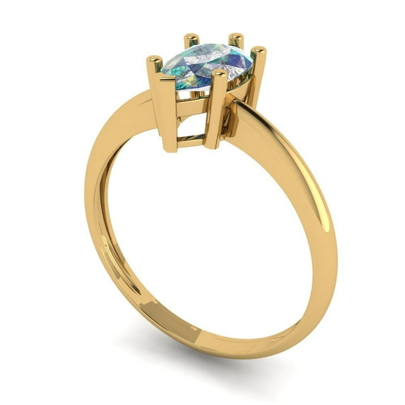 1.0ct pear cut blue moissanite 18k yellow gold Bridal Wedding Engagement Promise Anniversary Ring for Women size 7.75