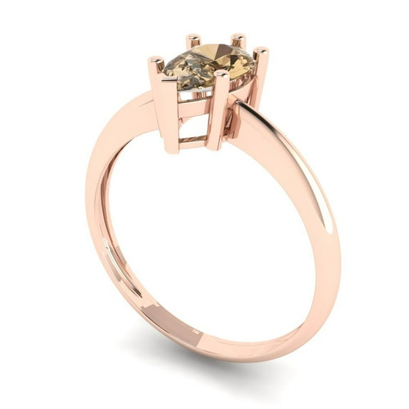 1.0ct pear cut champagne Zircon 14k rose gold Bridal Wedding Engagement Promise Anniversary Ring for Women size 10.75