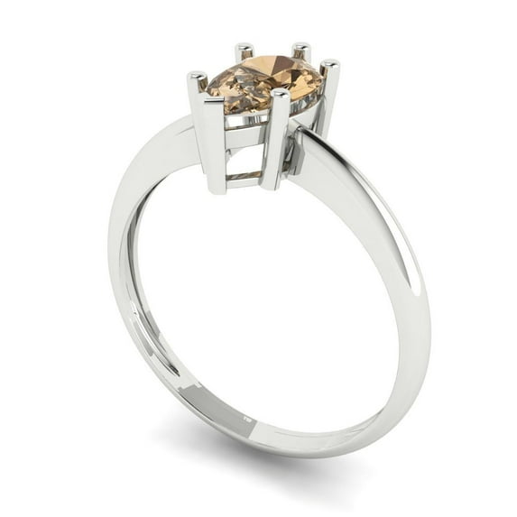 1.0ct pear cut champagne Zircon 18k white gold Bridal Wedding Engagement Promise Anniversary Ring for Women size 4.25