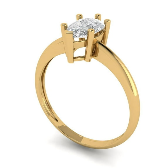 1.0ct pear cut clear moissanite 18k yellow gold Bridal Wedding Engagement Promise Anniversary Ring for Women size 8
