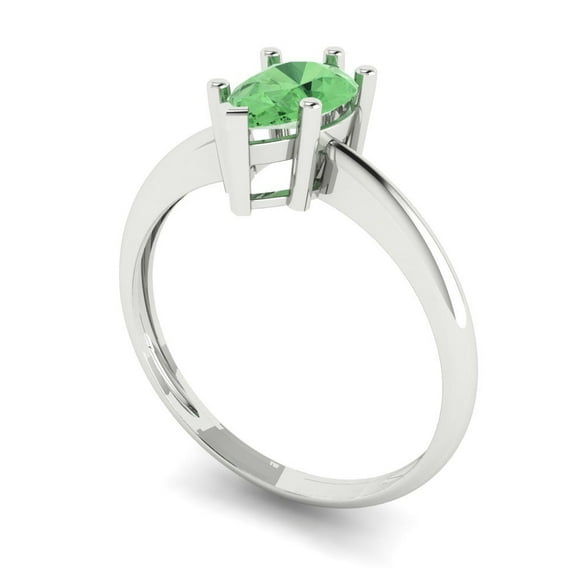 1.0ct pear cut green Zircon 14k white gold Bridal Wedding Engagement Promise Anniversary Ring for Women size 4.75