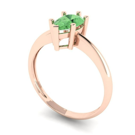 1.0ct pear cut green Zircon 18k rose gold Bridal Wedding Engagement Promise Anniversary Ring for Women size 6.25