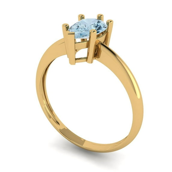 1.0ct pear cut natural sky blue topaz 18k yellow gold Bridal Wedding Engagement Promise Anniversary Ring for Women size 6.5