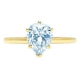 thumbnail image 1 of 1.0ct pear cut natural swiss blue topaz 18k yellow gold anniversary engagement ring size 8, 1 of 7