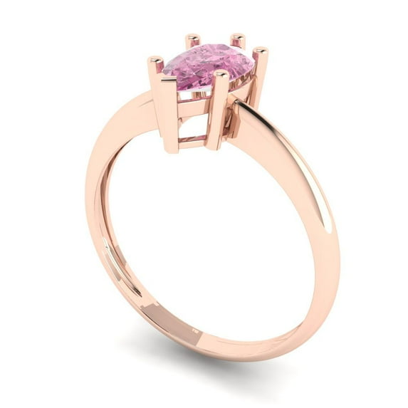 1.0ct pear cut pink Zircon 18k rose gold Bridal Wedding Engagement Promise Anniversary Ring for Women size 7.75