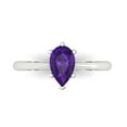 thumbnail image 1 of Clara Pucci 14K White Gold Solid Gold Amethyst Solitaire Anniversary Ring for Women - 1 cttw Pear Cut, 1 of 7
