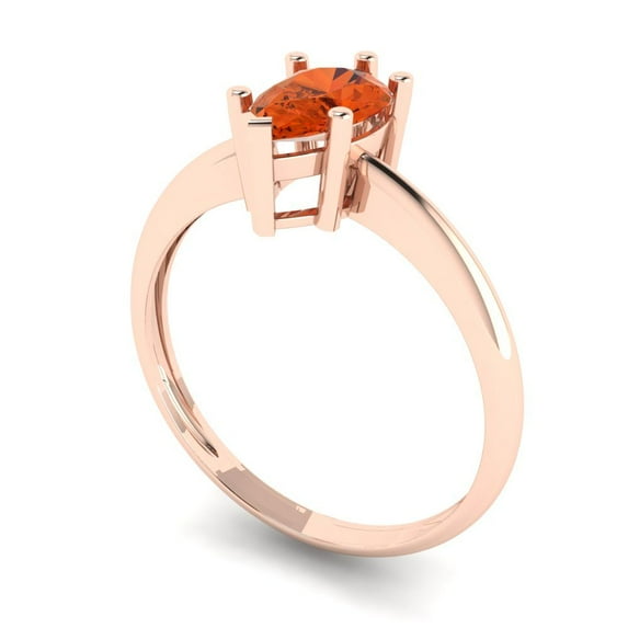 1.0ct pear cut red Zircon 18k rose gold Bridal Wedding Engagement Promise Anniversary Ring for Women size 5