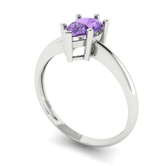 1.0ct pear cut alexandrite 18k white gold Bridal Wedding Engagement Promise Anniversary Ring for Women size 11