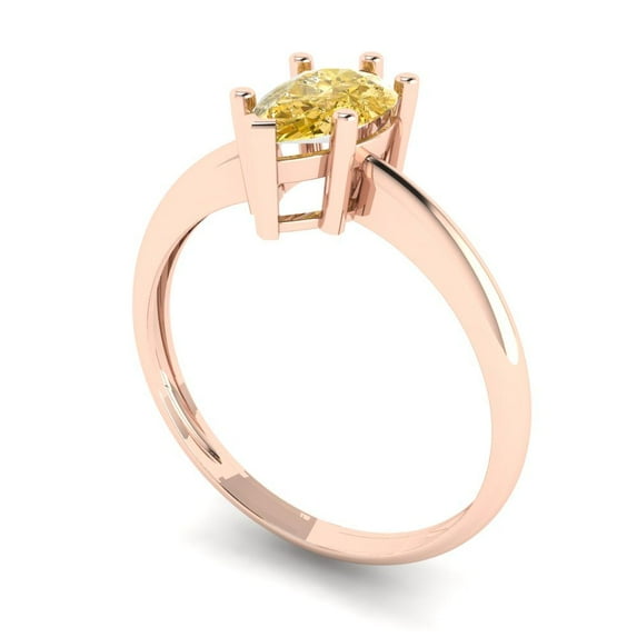 1.0ct pear cut yellow moissanite 18k rose gold Bridal Wedding Engagement Promise Anniversary Ring for Women size 6.5