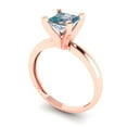 thumbnail image 1 of 1.0ct princess cut blue moissanite 14k rose gold Bridal Wedding Engagement Promise Anniversary Ring for Women size 8, 1 of 7