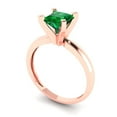 thumbnail image 1 of 1.0ct princess cut green emerald 18k rose gold Bridal Wedding Engagement Promise Anniversary Ring for Women size 7.5, 1 of 7