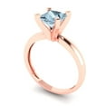 thumbnail image 1 of 1.0ct princess cut natural swiss blue topaz 18k rose gold Bridal Wedding Engagement Promise Anniversary Ring for Women size 3.75, 1 of 7