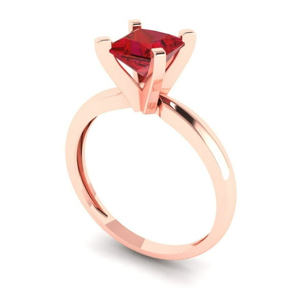 1.0ct princess cut tourmaline 18k rose gold Bridal Wedding Engagement Promise Anniversary Ring for Women size 7.75